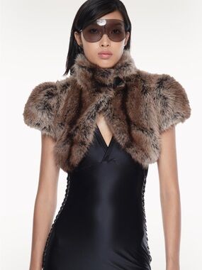 Fanci club Kate fur cropped jacket never worn new with tag